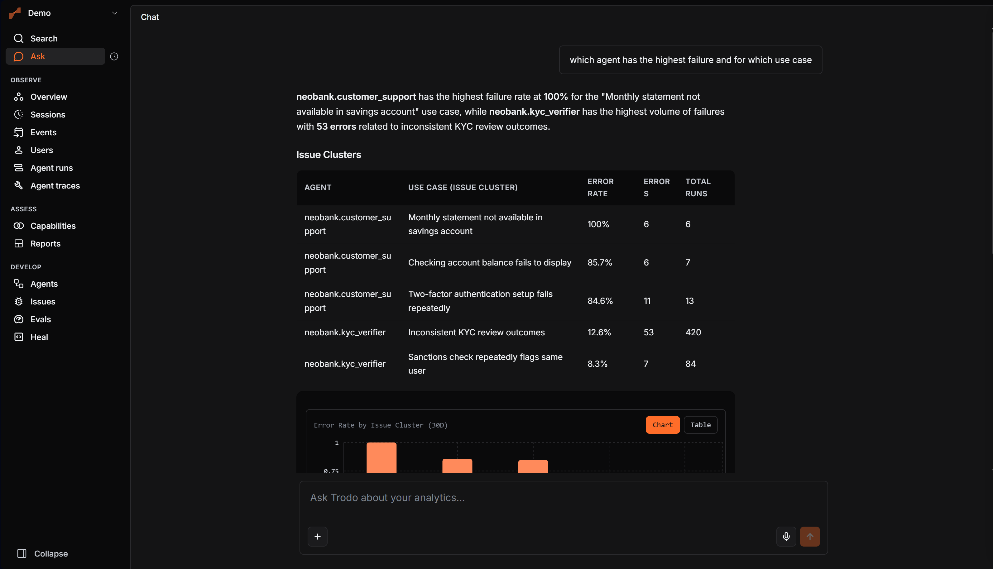 Lucid chat with an inline chart